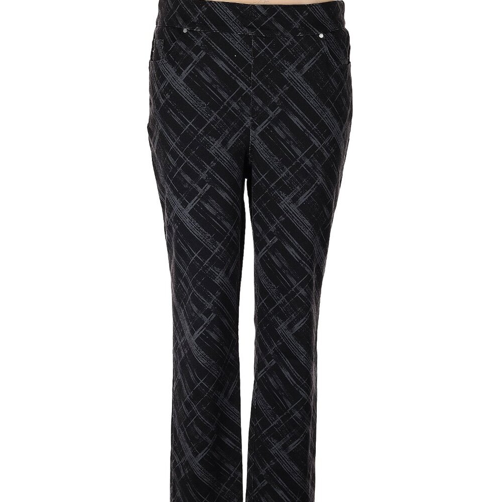 CHICOS Black and Gray‎ pull on ankle Patterned Pants sz 1